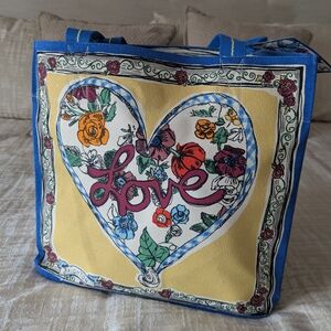 NWT - Brighton Floral Love Tote Bag - Blue and Yellow